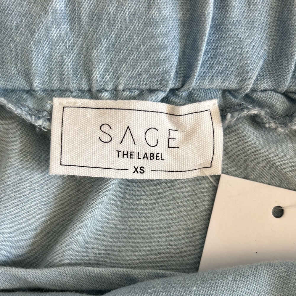 SAGE The label Chambray Blue Sleeveless Maxi Dress Pockets Spaghetti Straps - Picture 13 of 17